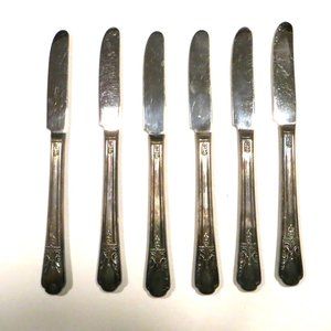 Vintage Wm Rogers Silverplate Set Of 6 Dinner Knives 1940 Avalon Cabin
